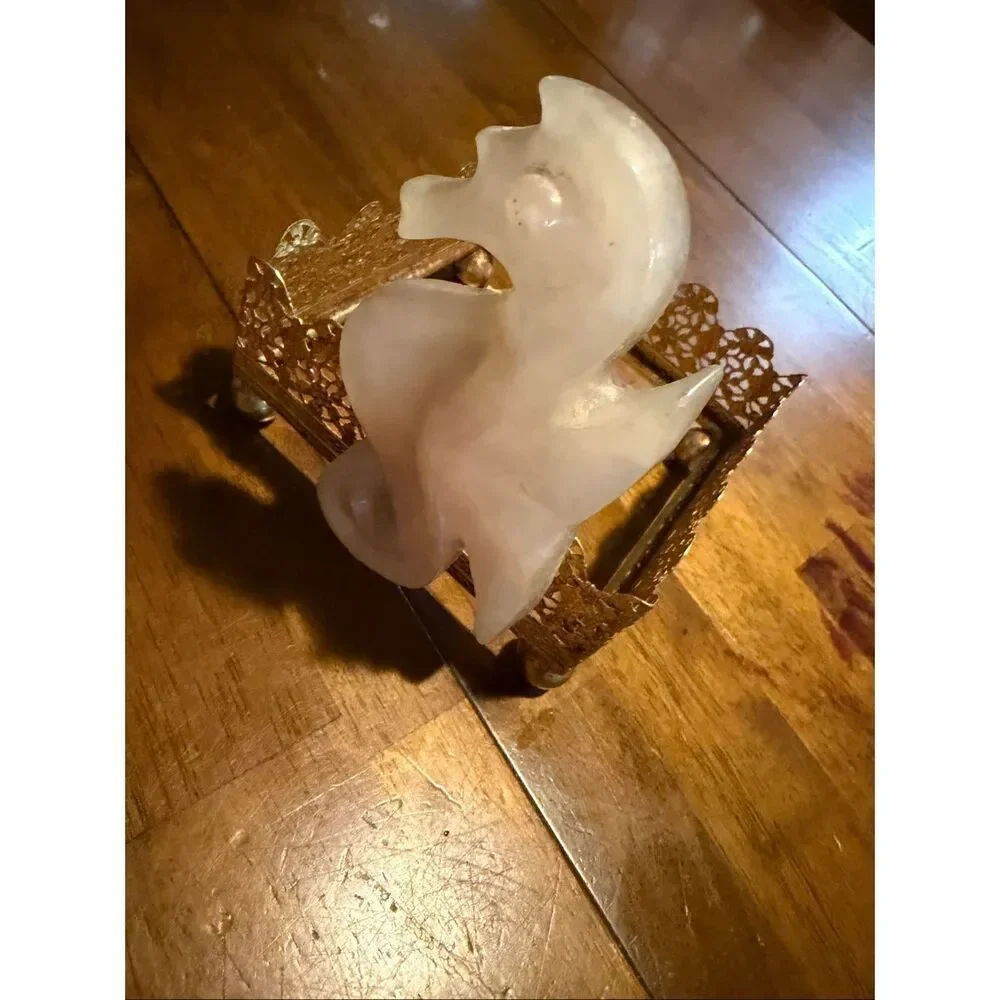 Vtg MCM Seahorse Gold Tone Tissue Box Holder 4.5 x4.5